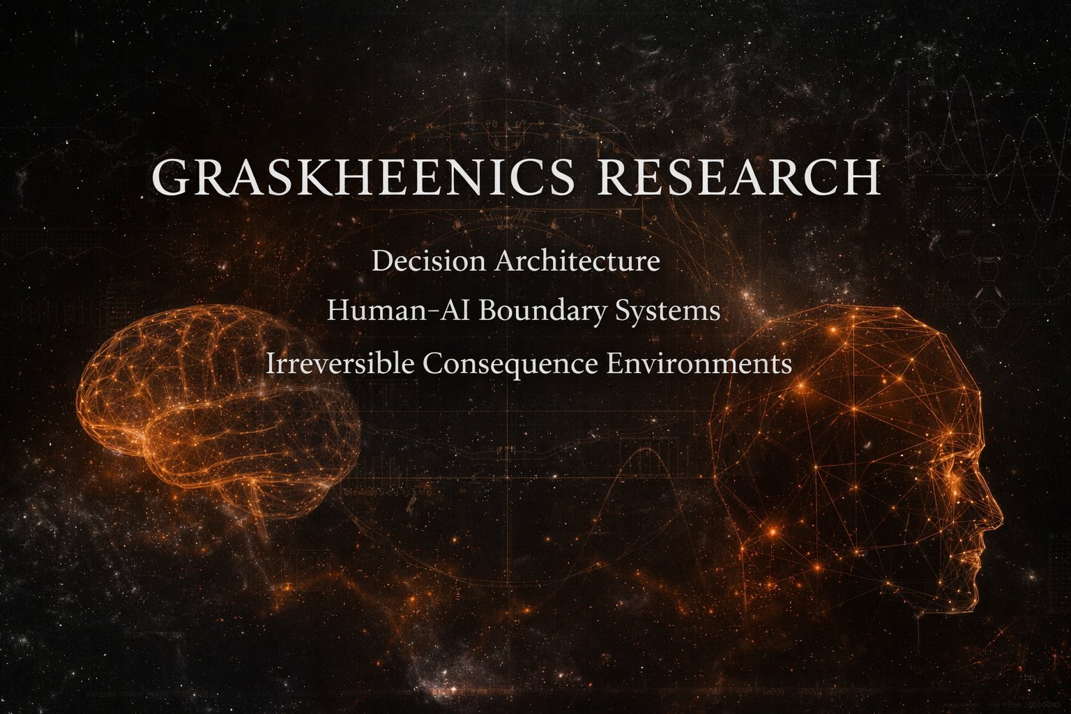 Graskheenics Research — Decision Architecture · Human-AI Boundary Systems · Irreversible Consequence Environments
